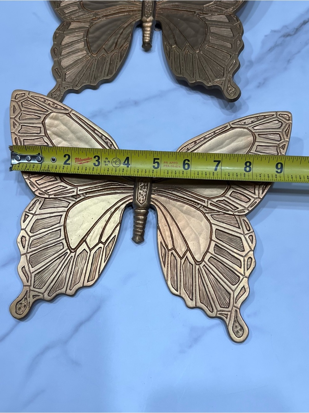 Mid Century Modern Syroco Gold Butterfly Wall Hanging Set of 2 Retro Home Decor - Picture 6 of 6